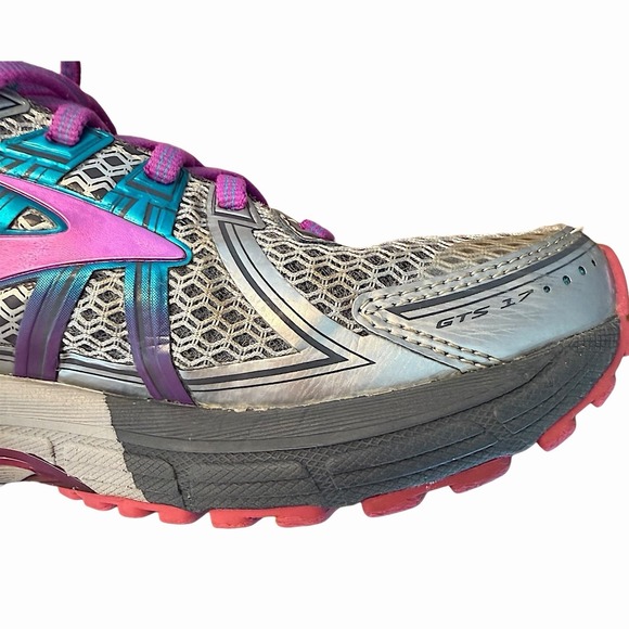 Brooks Adrenaline GTS 17 Running Shoes Womens US 7 B Silver Purple Teal- Read - Picture 10 of 11